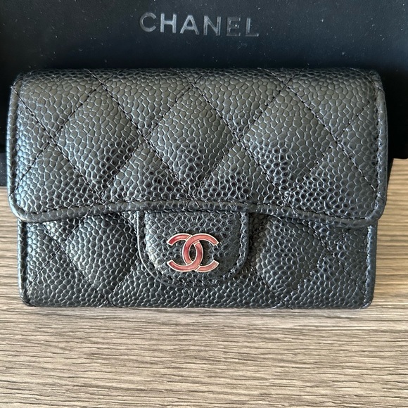 🔥 CHANEL Classic Flap Card Holder Black Caviar Leather Silver Metal‼️SOLD OUT‼️ - Picture 6 of 16